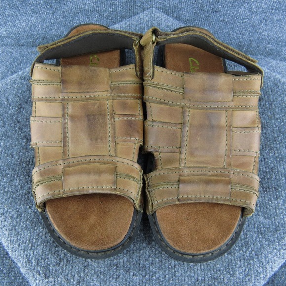 Clarks  Men Gladiator Sandals Brown Leather Hook & Loop Size 10 Medium - Picture 3 of 10